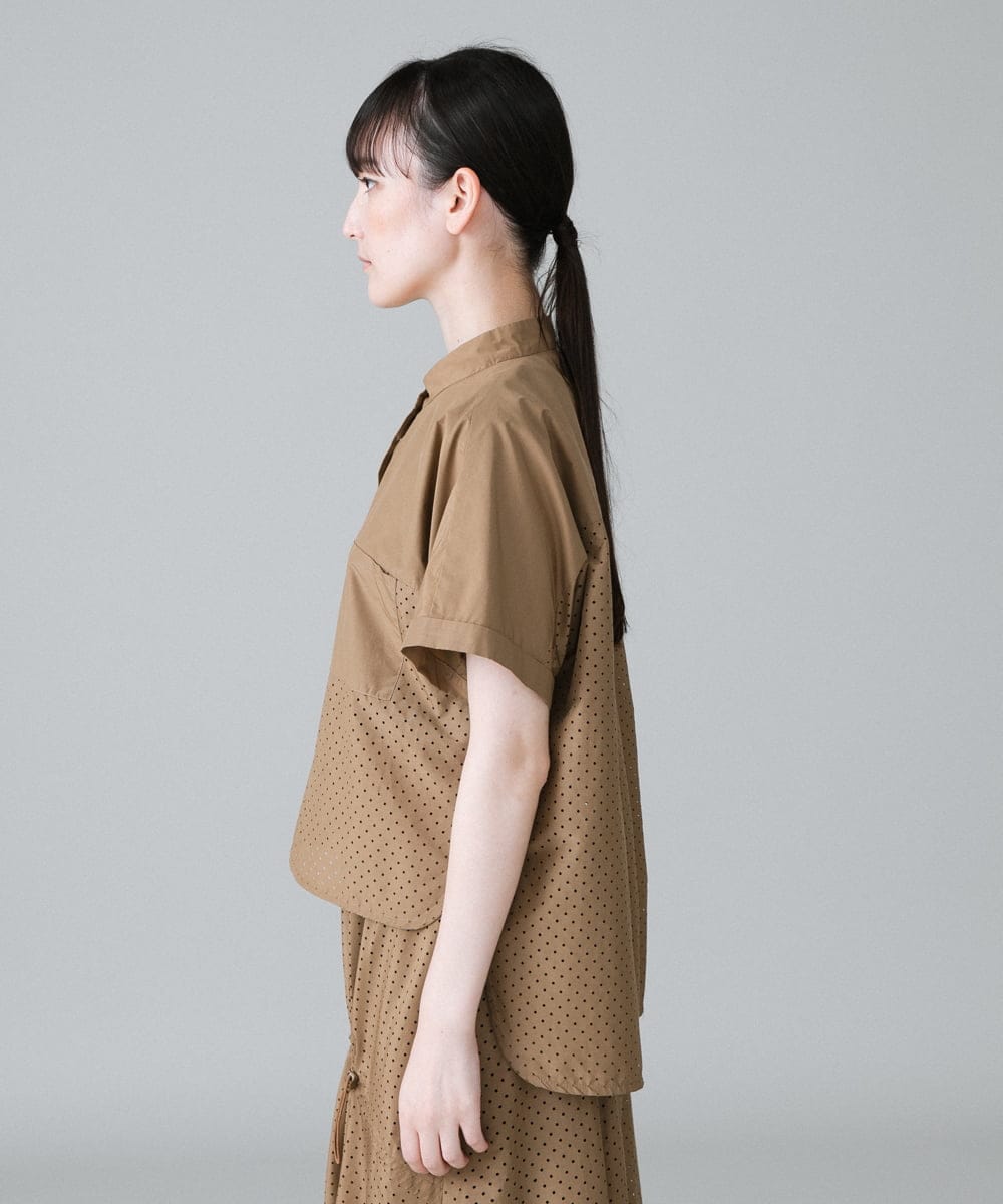 RSBHW02430 TRUNK HIROKO KOSHINO(ヒロココシノ) テールロングヘムパンチングデザインシャツ /洗える ベージュ