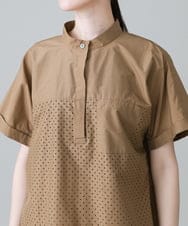 RSBHW02430 TRUNK HIROKO KOSHINO(ヒロココシノ) テールロングヘムパンチングデザインシャツ /洗える ベージュ