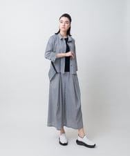 RSBIE04430 TRUNK HIROKO KOSHINO(ヒロココシノ) トリコットストライプデザインシャツ/洗える ネイビー