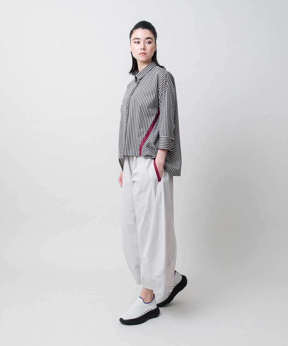 RSBIE04430 TRUNK HIROKO KOSHINO(ヒロココシノ) トリコットストライプデザインシャツ/洗える ネイビー