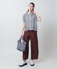 RSBIE06430 TRUNK HIROKO KOSHINO(ヒロココシノ) ジオメトリック柄ブラウス/洗える ベージュ