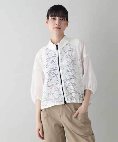 RSBIW23460 TRUNK HIROKO KOSHINO フラワーレースジップアップブルゾン/洗える