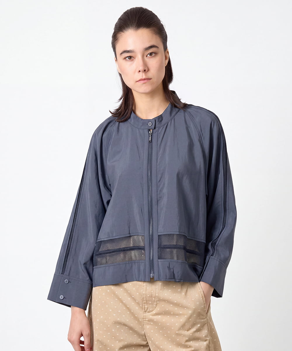 RSBJE01490 TRUNK HIROKO KOSHINO(ヒロココシノ) メッシュジョイントデザインブラウス/洗える ネイビー