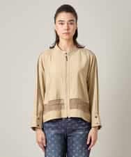 RSBJE01490 TRUNK HIROKO KOSHINO(ヒロココシノ) メッシュジョイントデザインブラウス/洗える ベージュ