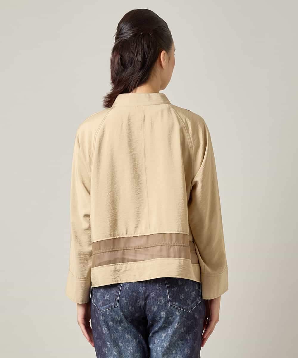 RSBJE01490 TRUNK HIROKO KOSHINO(ヒロココシノ) メッシュジョイントデザインブラウス/洗える ベージュ