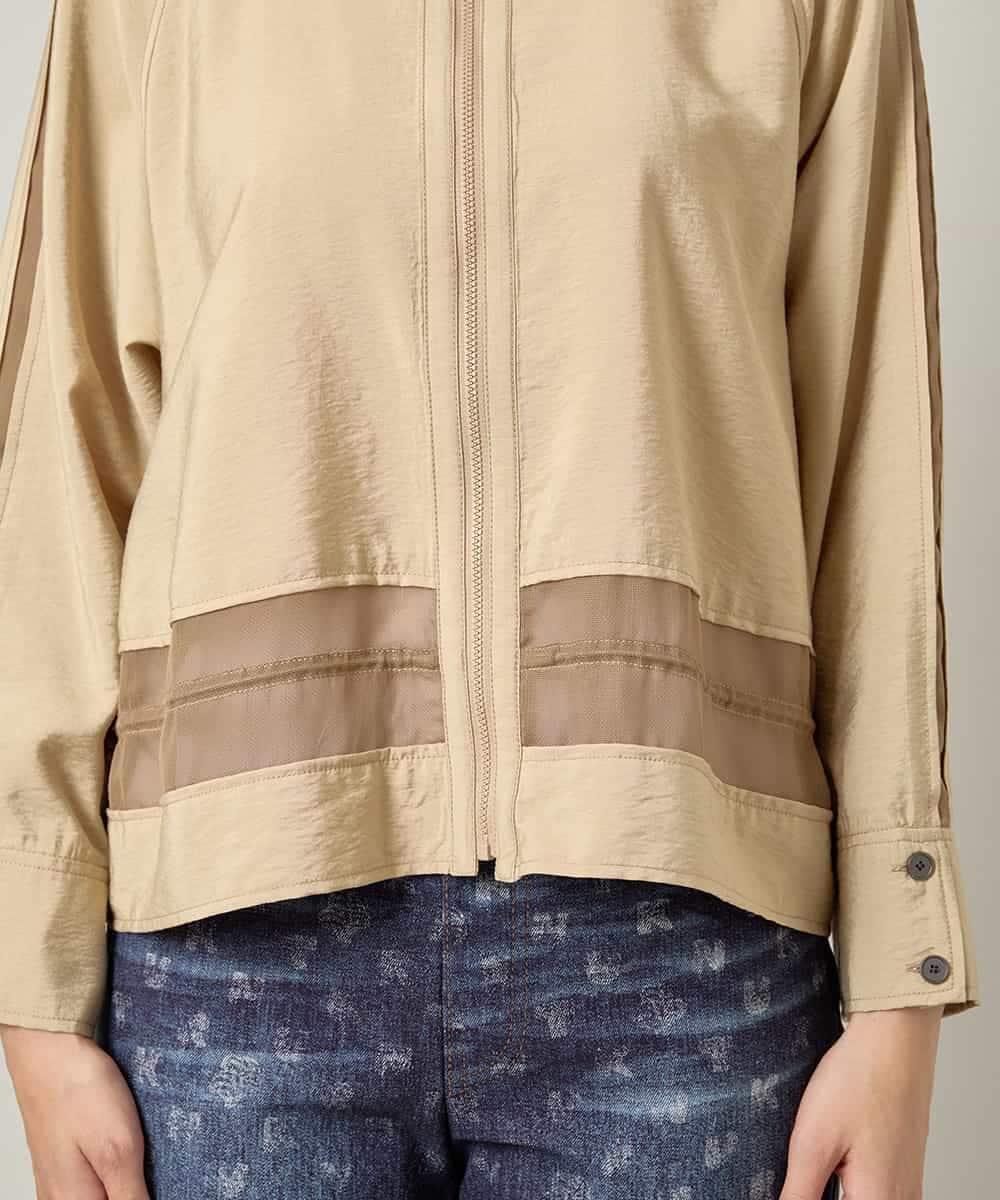 RSBJE01490 TRUNK HIROKO KOSHINO(ヒロココシノ) メッシュジョイントデザインブラウス/洗える ベージュ