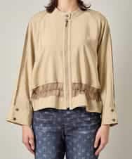 RSBJE01490 TRUNK HIROKO KOSHINO(ヒロココシノ) メッシュジョイントデザインブラウス/洗える ベージュ