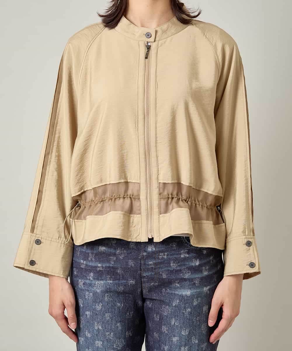 RSBJE01490 TRUNK HIROKO KOSHINO(ヒロココシノ) メッシュジョイントデザインブラウス/洗える ベージュ