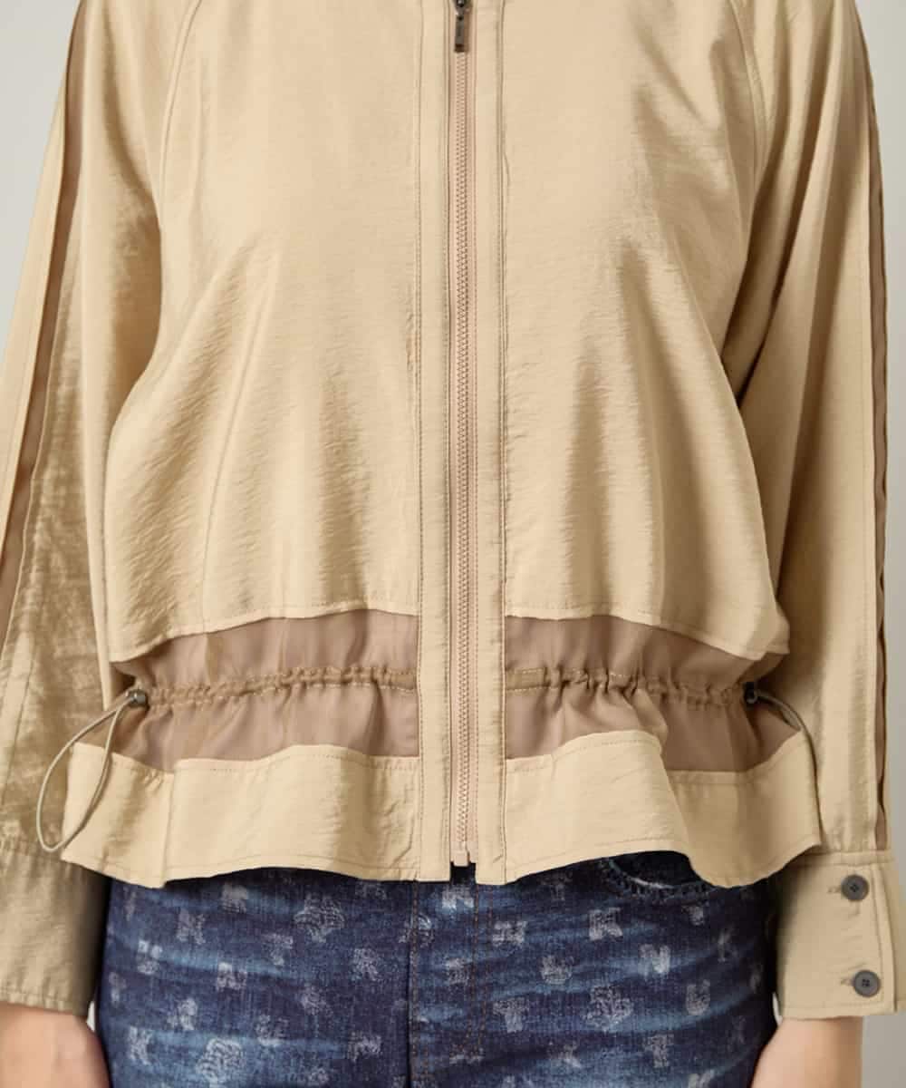 RSBJE01490 TRUNK HIROKO KOSHINO(ヒロココシノ) メッシュジョイントデザインブラウス/洗える ベージュ