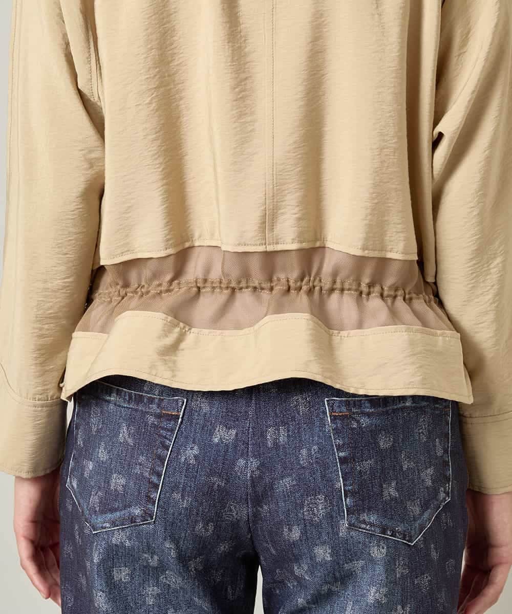 RSBJE01490 TRUNK HIROKO KOSHINO(ヒロココシノ) メッシュジョイントデザインブラウス/洗える ベージュ