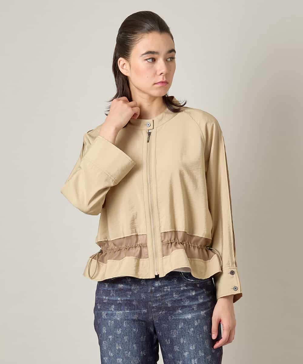 RSBJE01490 TRUNK HIROKO KOSHINO(ヒロココシノ) メッシュジョイントデザインブラウス/洗える ベージュ