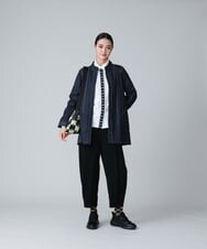 RSBJT30540 TRUNK HIROKO KOSHINO(ヒロココシノ) 【洗濯機で洗える】スタンドカラーデニムライクジャケット ネイビー
