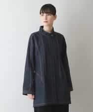 RSBJT30540 TRUNK HIROKO KOSHINO(ヒロココシノ) 【洗濯機で洗える】スタンドカラーデニムライクジャケット ネイビー