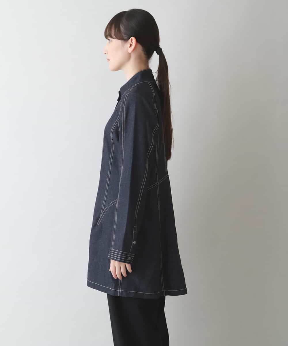 RSBJT30540 TRUNK HIROKO KOSHINO(ヒロココシノ) 【洗濯機で洗える】スタンドカラーデニムライクジャケット ネイビー