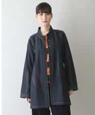 RSBJT30540 TRUNK HIROKO KOSHINO(ヒロココシノ) 【洗濯機で洗える】スタンドカラーデニムライクジャケット ネイビー