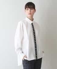 RSBJT35450 TRUNK HIROKO KOSHINO(ヒロココシノ) 【洗濯機で洗える】HKロゴシルエットシャツ ホワイト