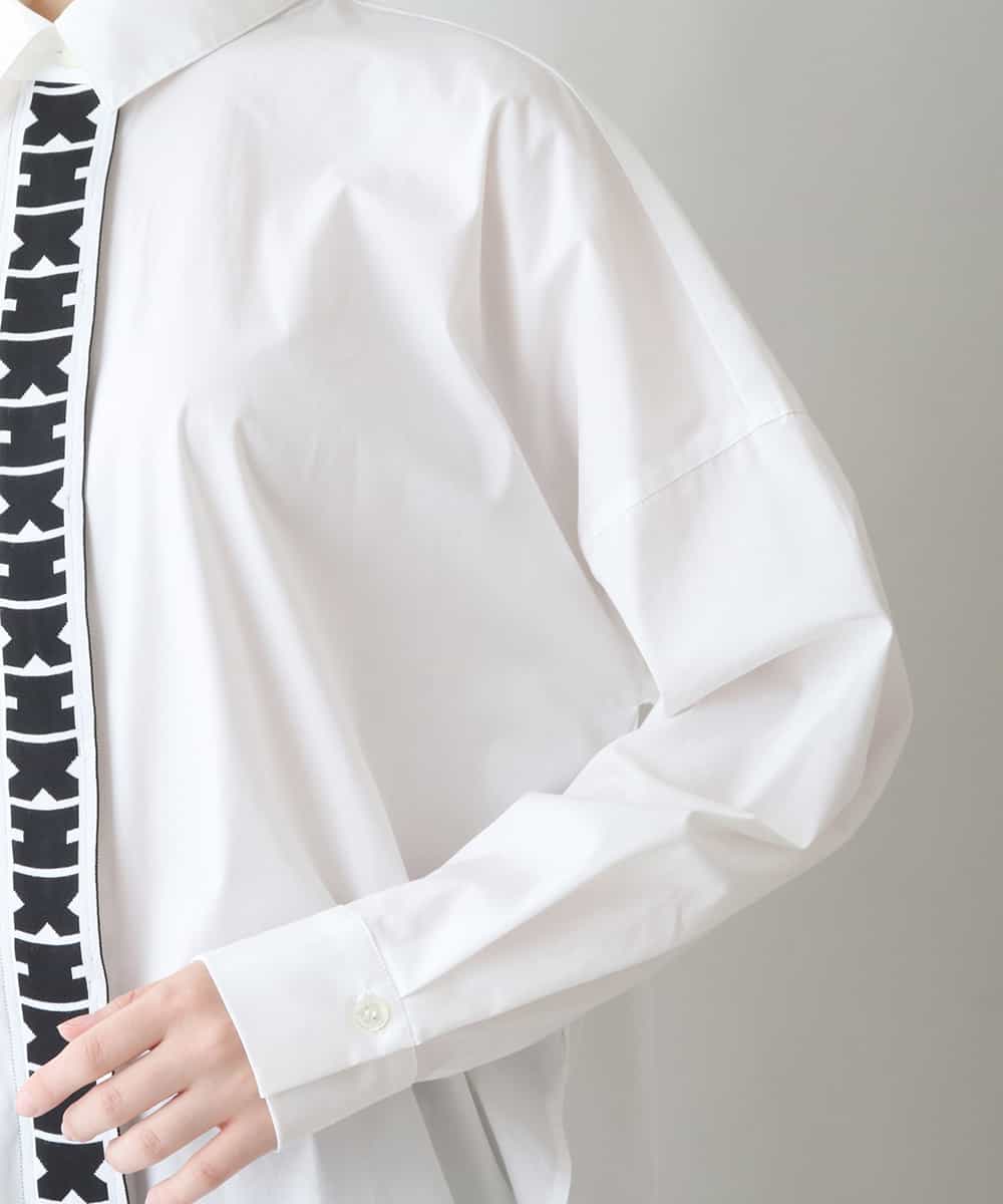 RSBJT35450 TRUNK HIROKO KOSHINO(ヒロココシノ) 【洗濯機で洗える】HKロゴシルエットシャツ ホワイト