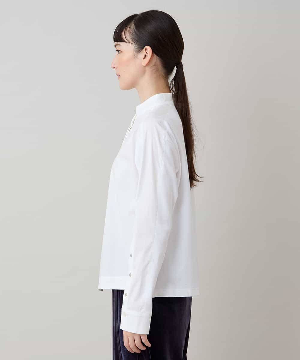 RSBLB12430 TRUNK HIROKO KOSHINO(ヒロココシノ) カットソージョイントバンドカラーシャツ /洗える ホワイト