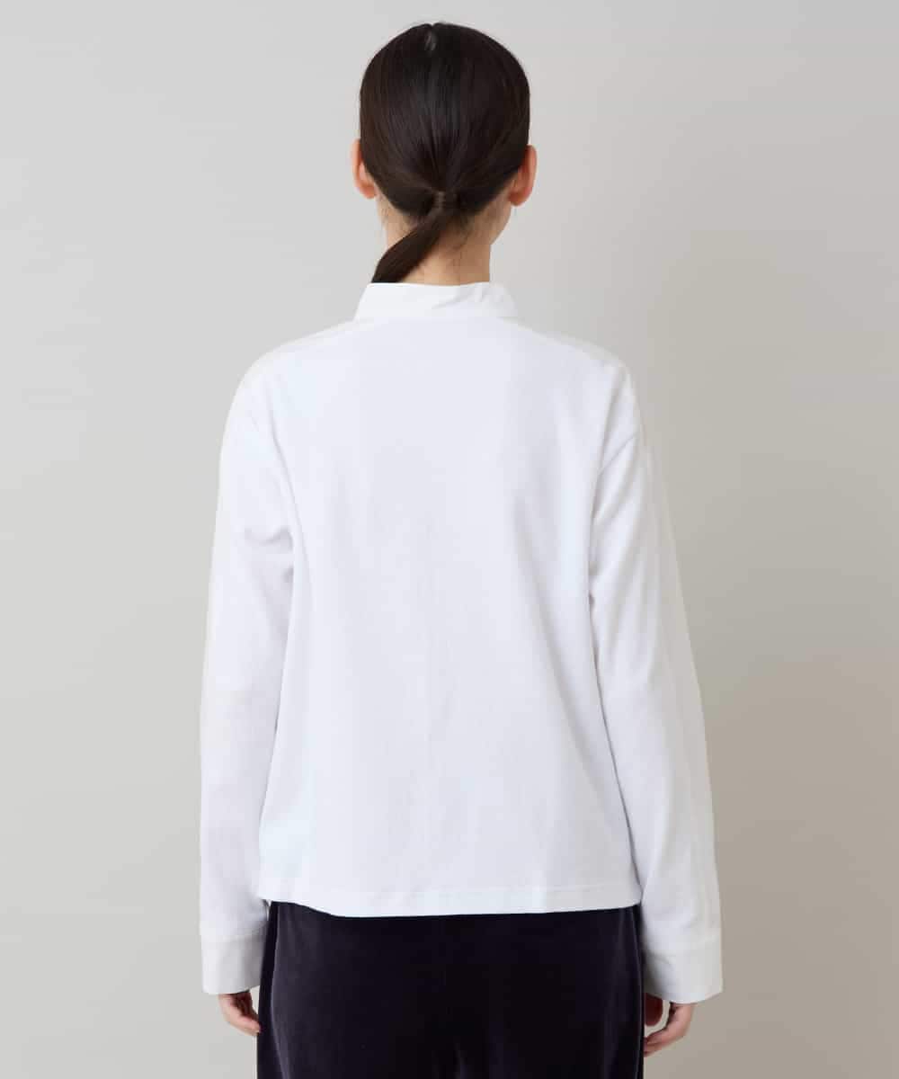 RSBLB12430 TRUNK HIROKO KOSHINO(ヒロココシノ) カットソージョイントバンドカラーシャツ /洗える ホワイト
