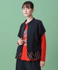 RSDAG04560 TRUNK HIROKO KOSHINO(ヒロココシノ) トリコットストライプジョイントベスト/洗える ブラック