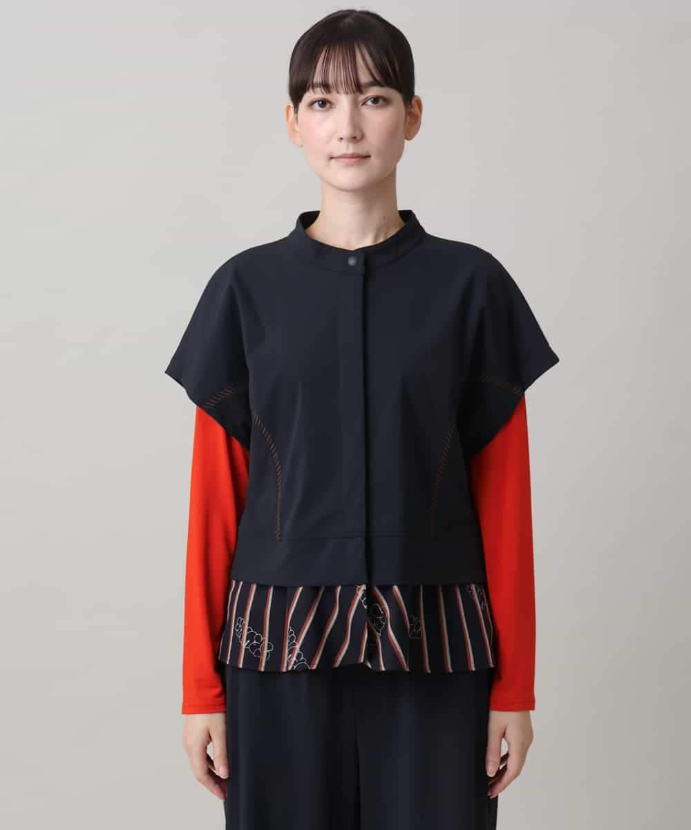 RSDAG04560 TRUNK HIROKO KOSHINO(ヒロココシノ) トリコットストライプジョイントベスト/洗える ブラック