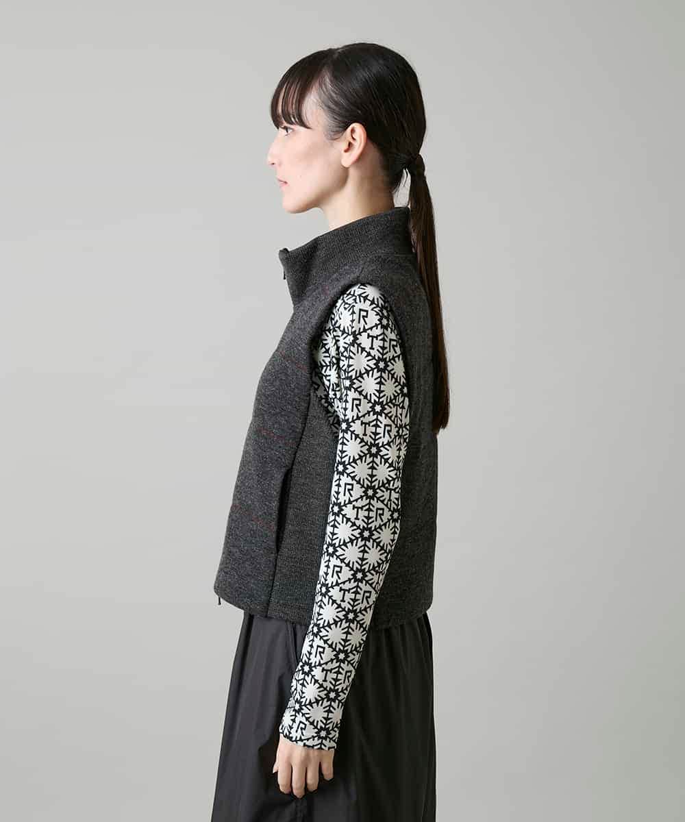 RSDAH08490 TRUNK HIROKO KOSHINO(ヒロココシノ) 配色ステッチパディングベスト ダークグレー