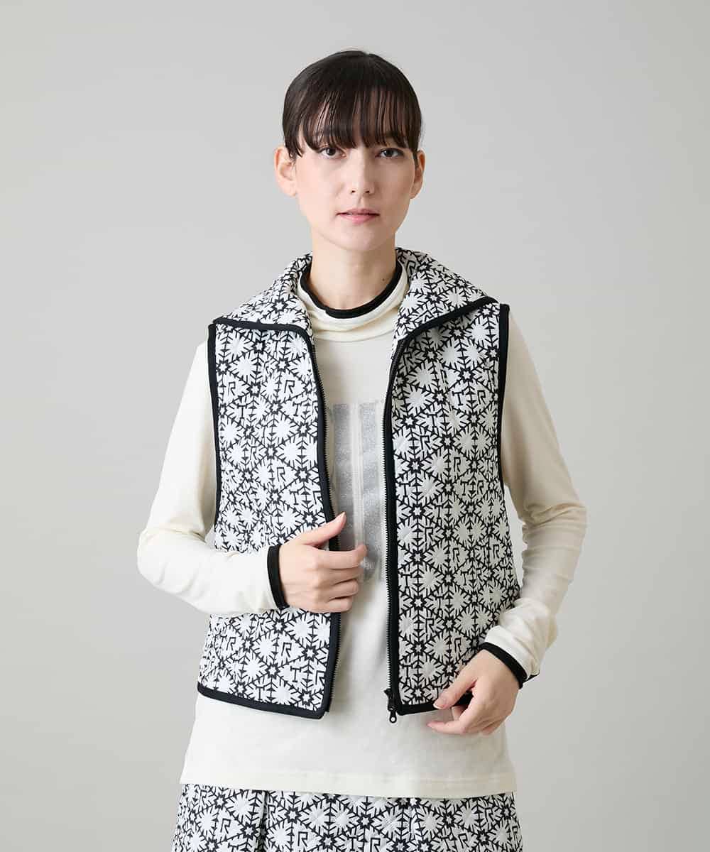 RSDAH11560 TRUNK HIROKO KOSHINO(ヒロココシノ) スノーフレークプリントコンパクトベスト/洗える アイボリー