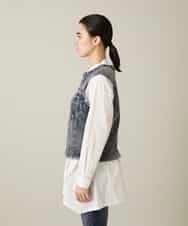 RSDFD22490 TRUNK HIROKO KOSHINO(ヒロココシノ) 立体ストレッチデニムノーカラーベスト/日本製/洗える ネイビー