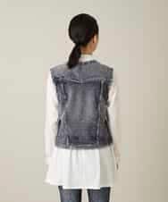 RSDFD22490 TRUNK HIROKO KOSHINO(ヒロココシノ) 立体ストレッチデニムノーカラーベスト/日本製/洗える ネイビー