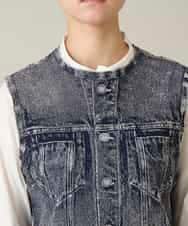 RSDFD22490 TRUNK HIROKO KOSHINO(ヒロココシノ) 立体ストレッチデニムノーカラーベスト/日本製/洗える ネイビー