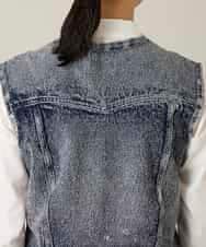 RSDFD22490 TRUNK HIROKO KOSHINO(ヒロココシノ) 立体ストレッチデニムノーカラーベスト/日本製/洗える ネイビー