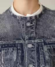 RSDFD22490 TRUNK HIROKO KOSHINO(ヒロココシノ) 立体ストレッチデニムノーカラーベスト/日本製/洗える ネイビー