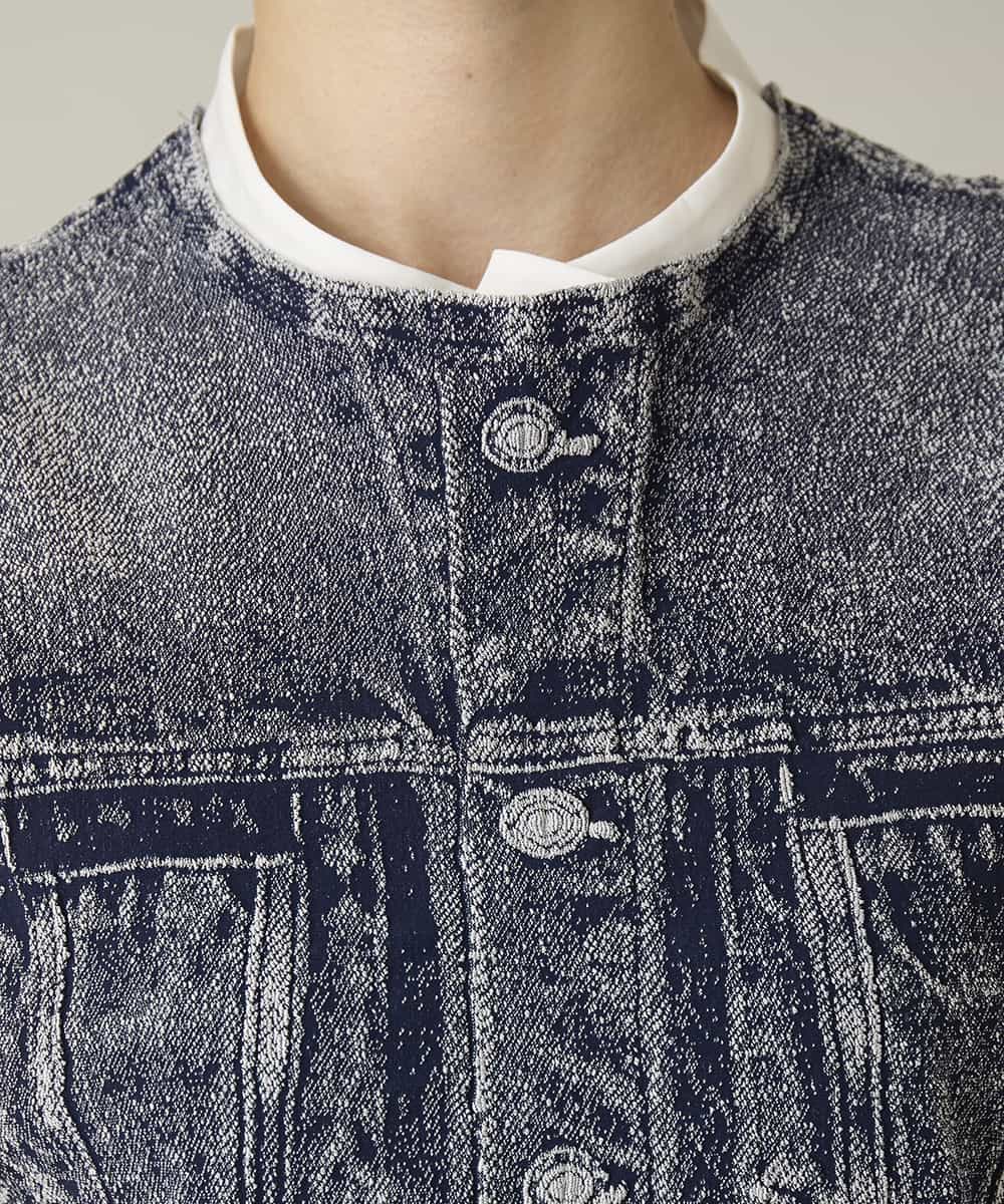 RSDFD22490 TRUNK HIROKO KOSHINO(ヒロココシノ) 立体ストレッチデニムノーカラーベスト/日本製/洗える ネイビー