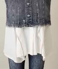 RSDFD22490 TRUNK HIROKO KOSHINO(ヒロココシノ) 立体ストレッチデニムノーカラーベスト/日本製/洗える ネイビー