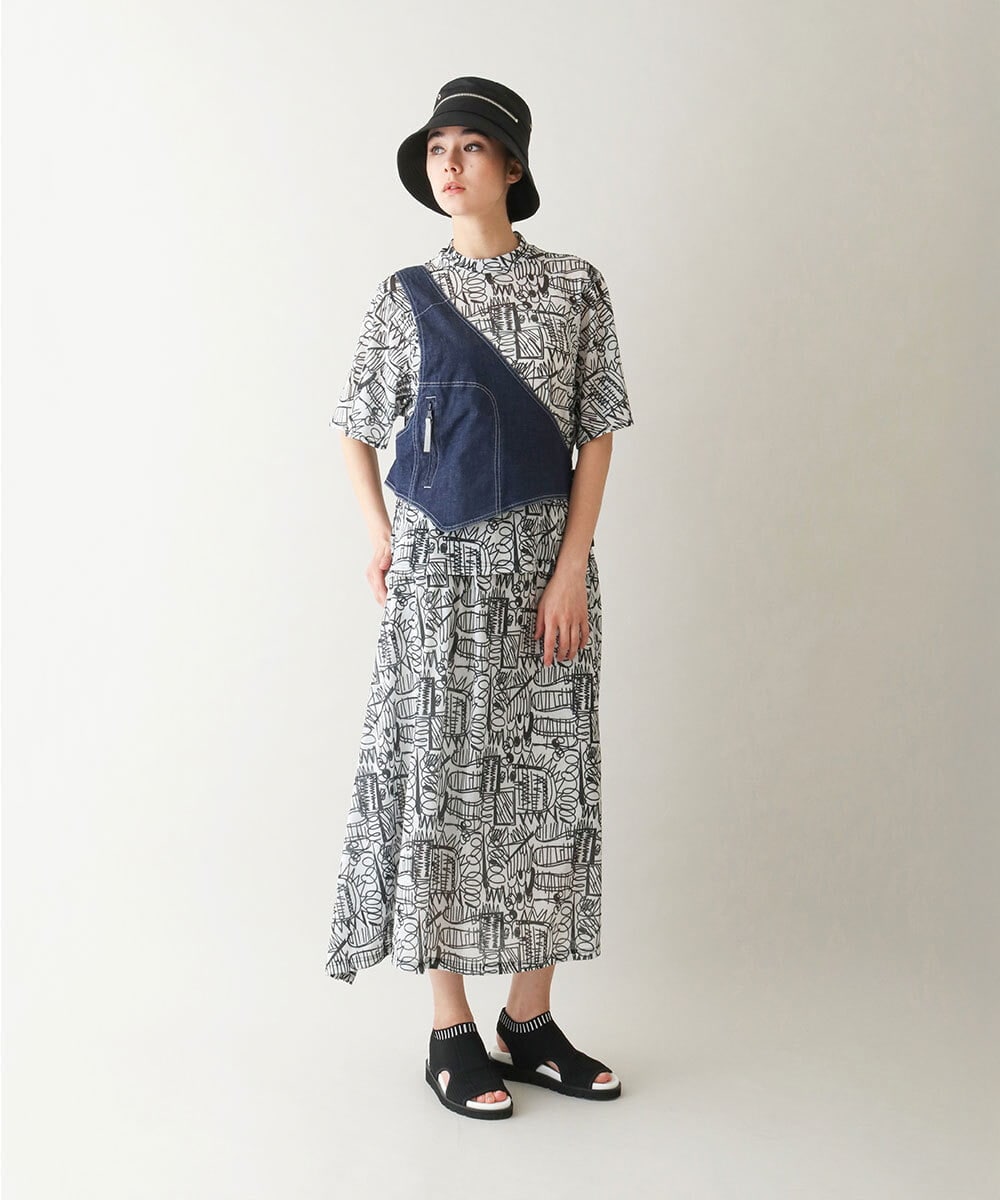 RSDGB01390 TRUNK HIROKO KOSHINO(ヒロココシノ) ストレッチデニムワンショルダーベスト/洗える ネイビー