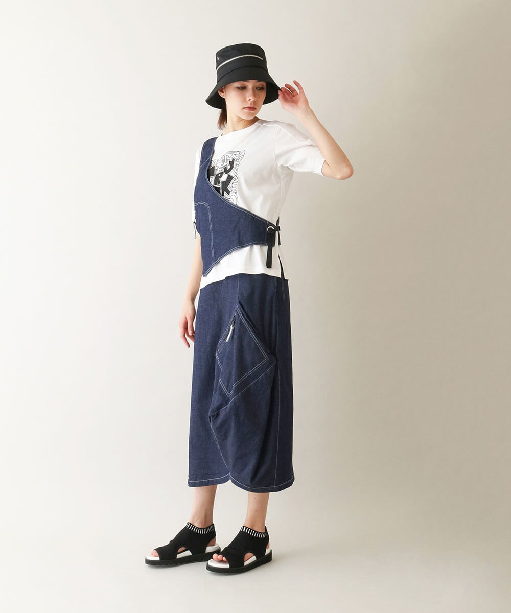 RSDGB01390 TRUNK HIROKO KOSHINO(ヒロココシノ) ストレッチデニムワンショルダーベスト/洗える ネイビー