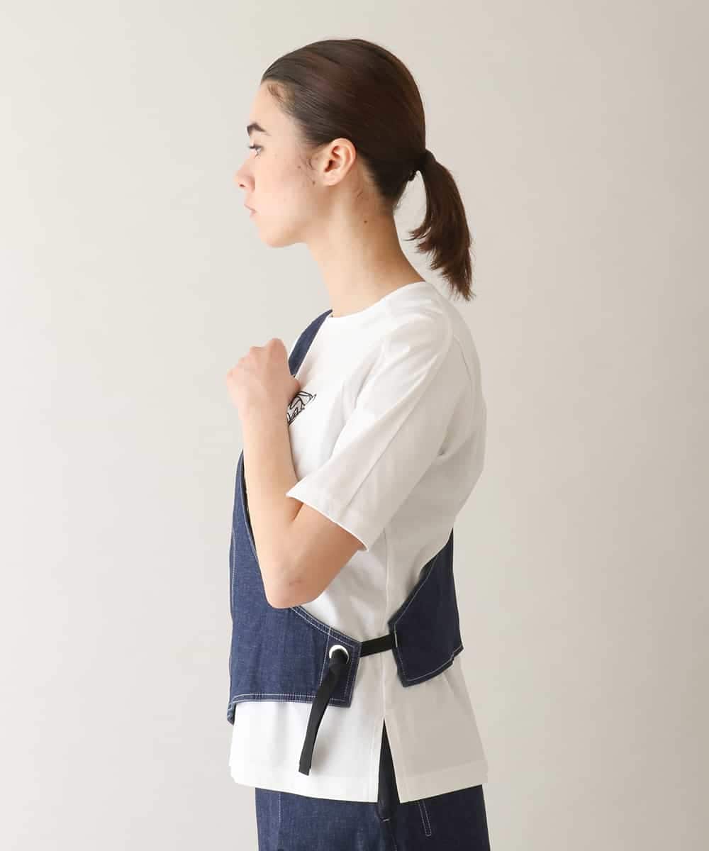 RSDGB01390 TRUNK HIROKO KOSHINO(ヒロココシノ) ストレッチデニムワンショルダーベスト/洗える ネイビー