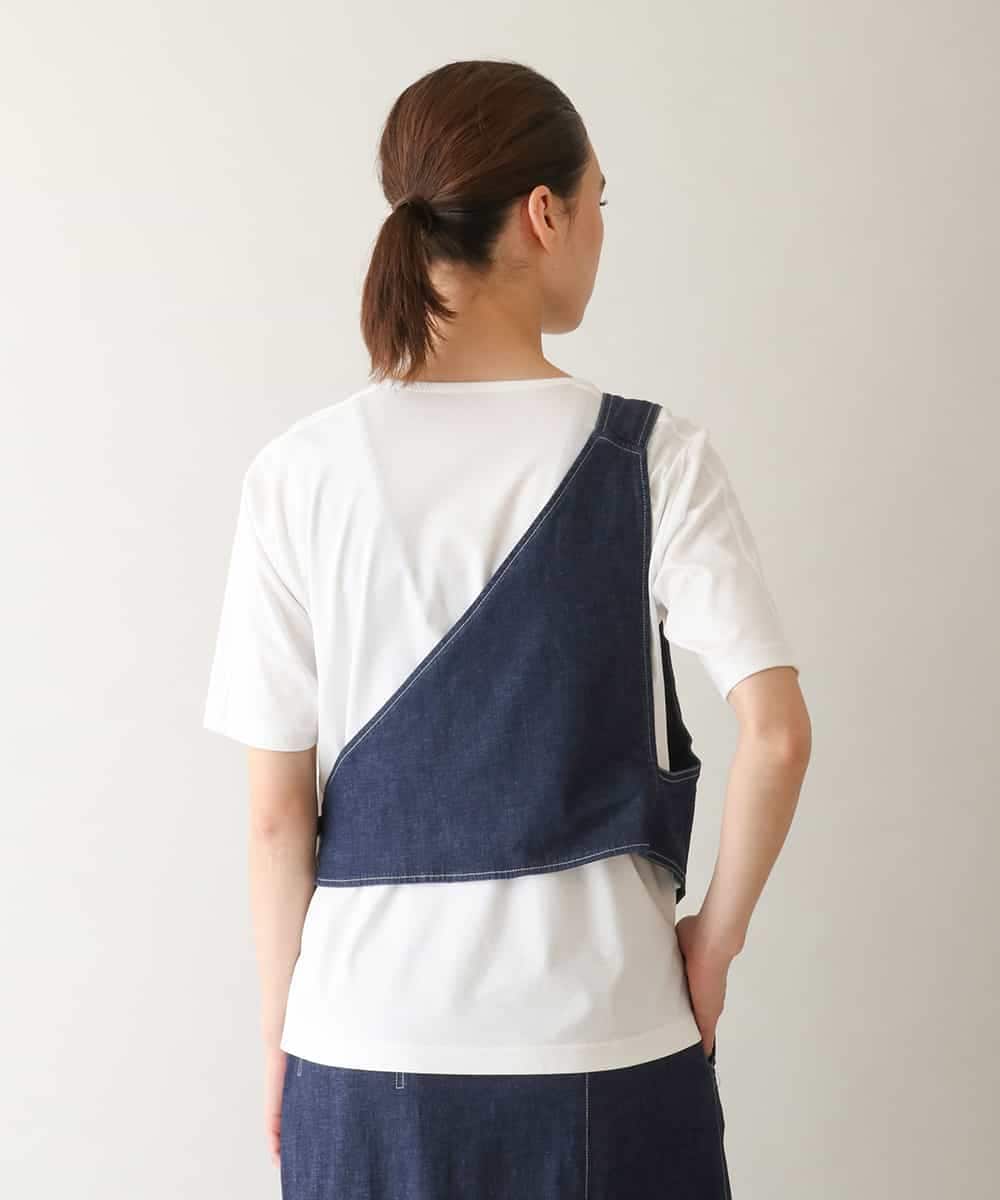 RSDGB01390 TRUNK HIROKO KOSHINO(ヒロココシノ) ストレッチデニムワンショルダーベスト/洗える ネイビー