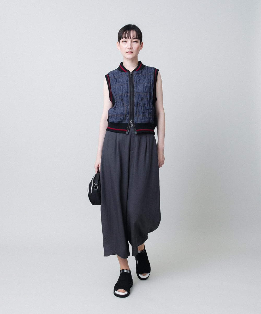 RSDJB03630 TRUNK HIROKO KOSHINO(ヒロココシノ) ワッシャーデニムダンボールジョイントベスト /洗える ネイビー