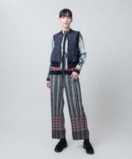 美品 HIROKO KOSHINO 【日本製】ジョイントベスト ワッシャーデニムダンボールジョイントベスト /洗える(ベスト