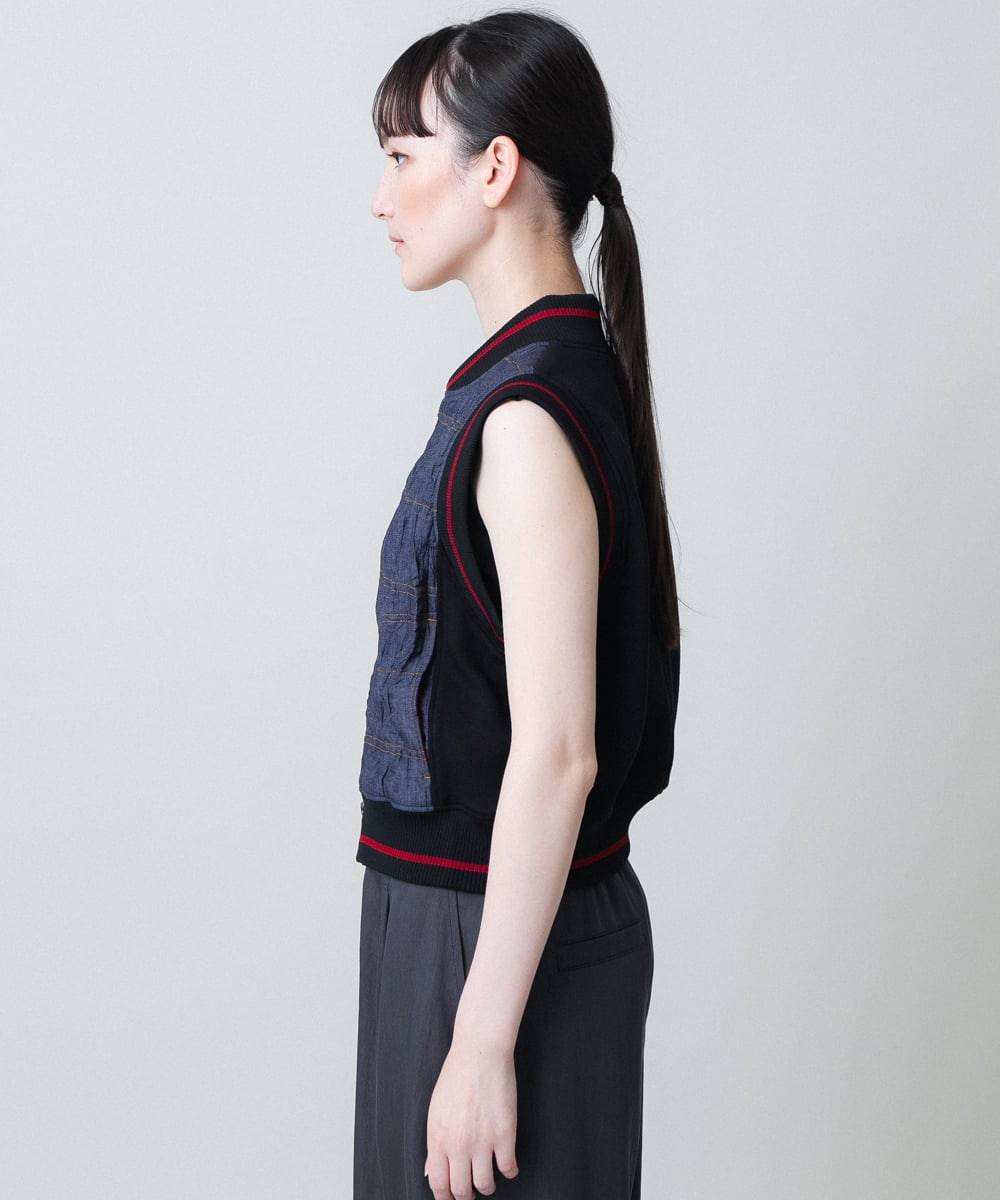 RSDJB03630 TRUNK HIROKO KOSHINO(ヒロココシノ) ワッシャーデニムダンボールジョイントベスト /洗える ネイビー