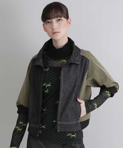 RSDJQ31400 TRUNK HIROKO KOSHINO 【洗濯機で洗える】デニム切り替え5分袖ジャケット