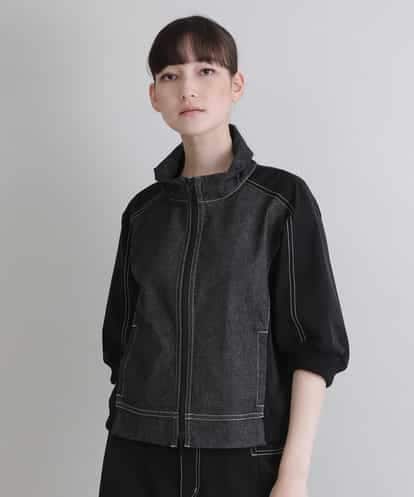 RSDJQ31400 TRUNK HIROKO KOSHINO 【洗濯機で洗える】デニム切り替え5分袖ジャケット