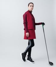 RSEAC31590 TRUNK HIROKO KOSHINO(ヒロココシノ) 【ゴルフウエア】キルティングタフタノースリーブワンピース レッド