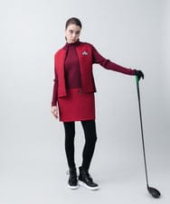 RSEAC31590 TRUNK HIROKO KOSHINO(ヒロココシノ) 【ゴルフウエア】キルティングタフタノースリーブワンピース レッド