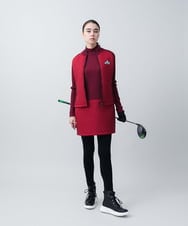 RSEAC31590 TRUNK HIROKO KOSHINO(ヒロココシノ) 【ゴルフウエア】キルティングタフタノースリーブワンピース レッド