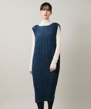 RSECD06490 TRUNK HIROKO KOSHINO(ヒロココシノ) エコスエードアコーディオンプリーツワンピース ブラック