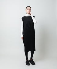 RSECD06490 TRUNK HIROKO KOSHINO(ヒロココシノ) エコスエードアコーディオンプリーツワンピース ブラック