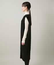 RSECD06490 TRUNK HIROKO KOSHINO(ヒロココシノ) エコスエードアコーディオンプリーツワンピース ブラック