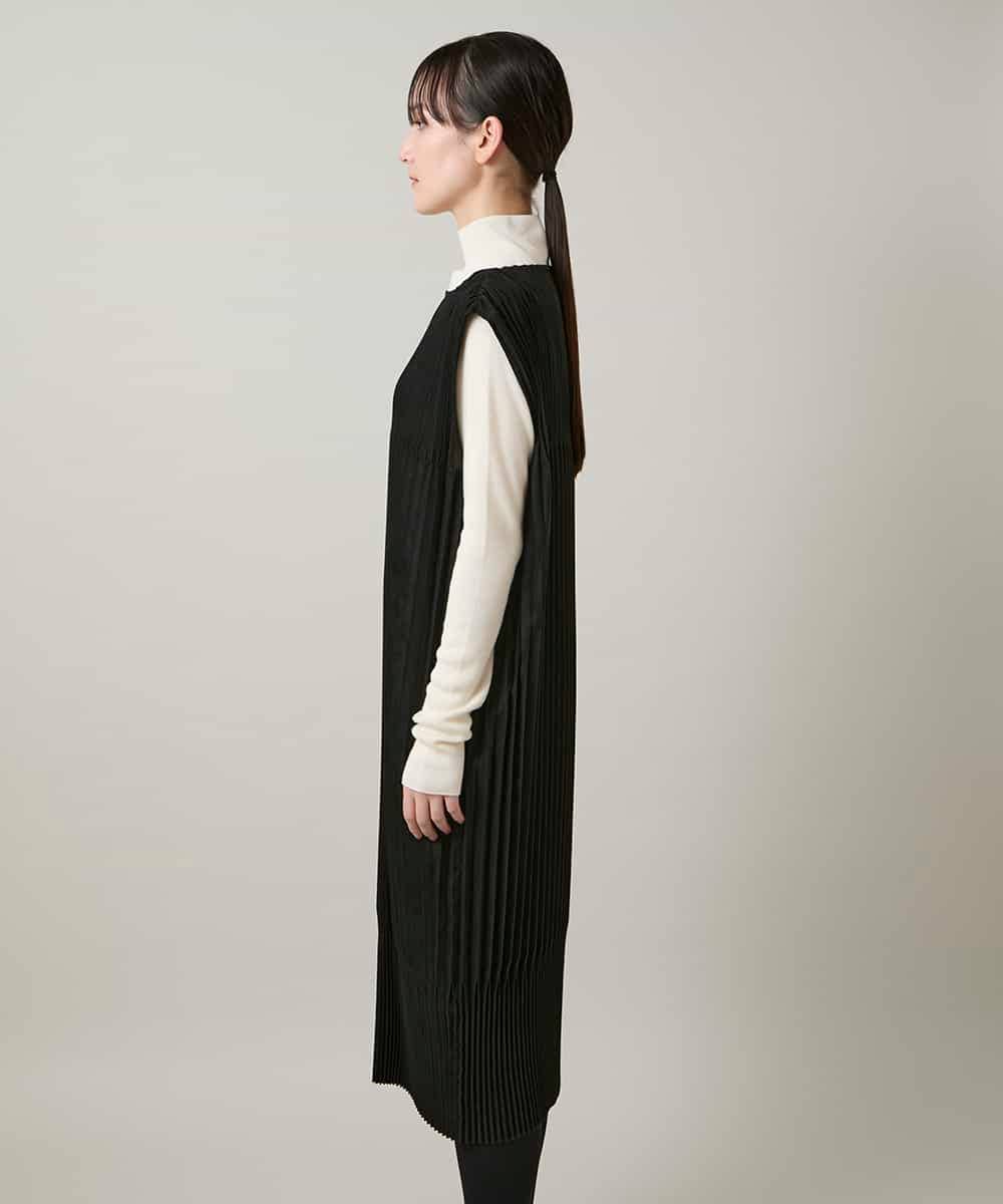 RSECD06490 TRUNK HIROKO KOSHINO(ヒロココシノ) エコスエードアコーディオンプリーツワンピース ブラック